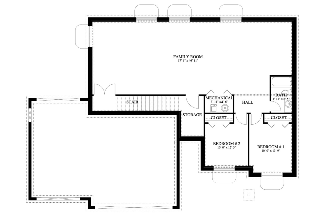 Craftsman House Plan - Cougar 45913 - Basement Floor Plan