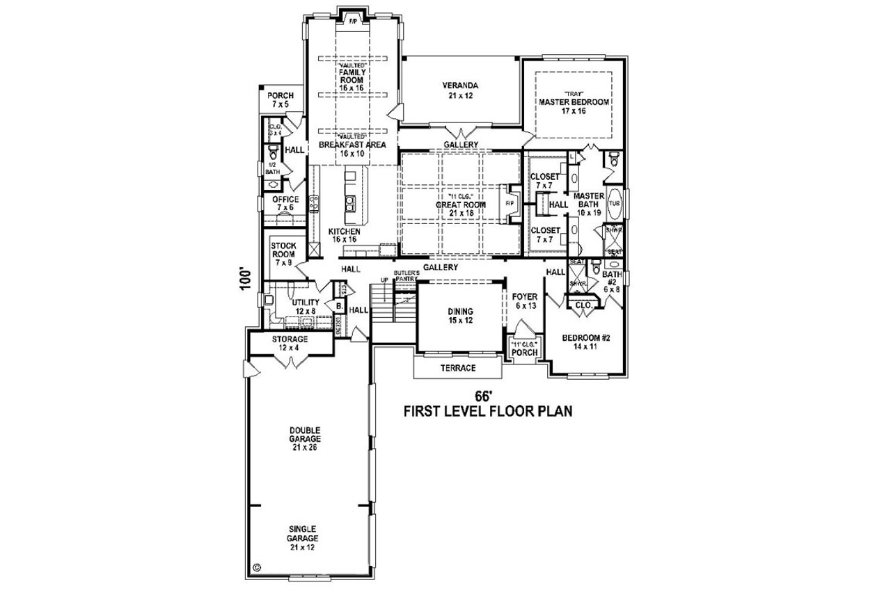 European House Plan - 45921 - 1st Floor Plan