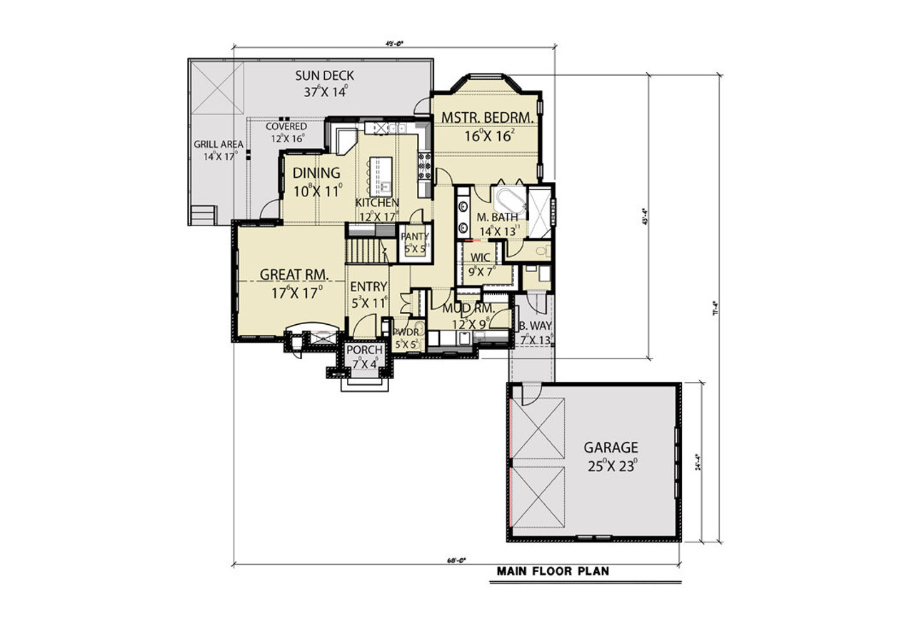 European House Plan - 46086 - 1st Floor Plan