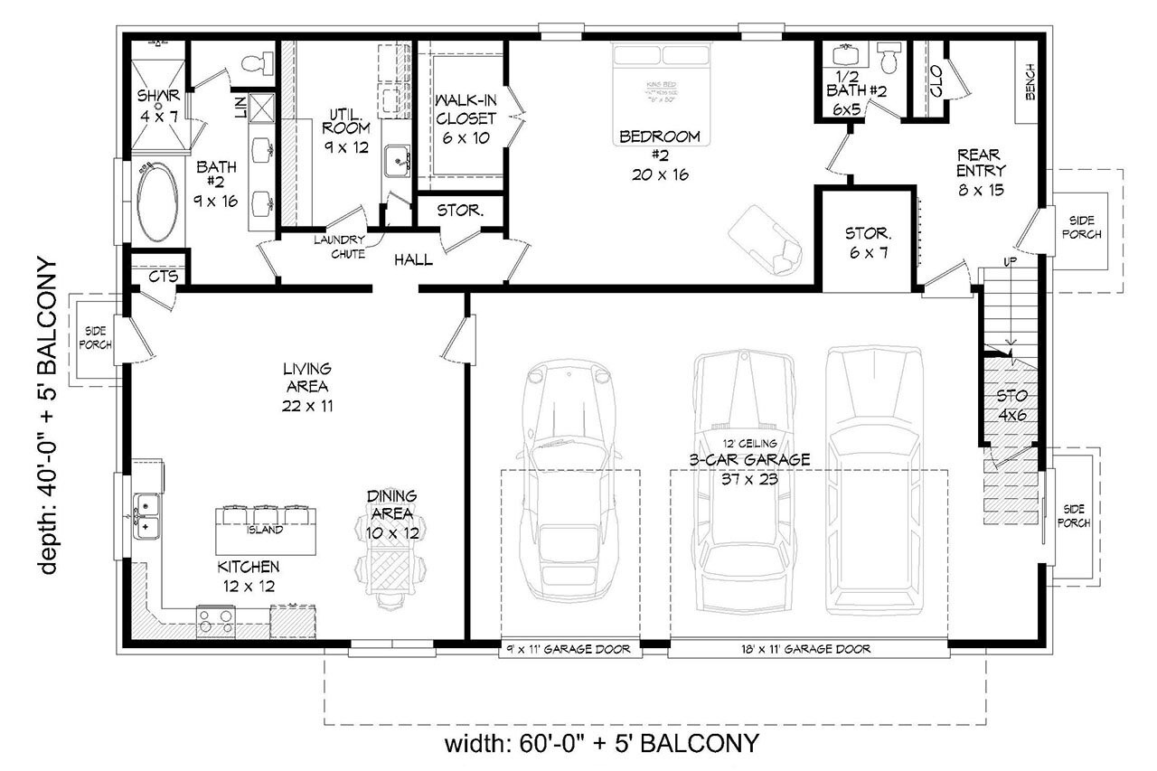 Contemporary House Plan - Kickapoo Meadows 46109 - 1st Floor Plan