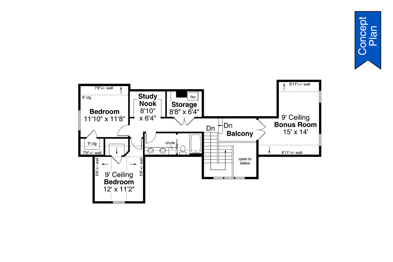 Secondary Image - Farmhouse House Plan - Willow Grove 46229 - 2nd Floor Plan