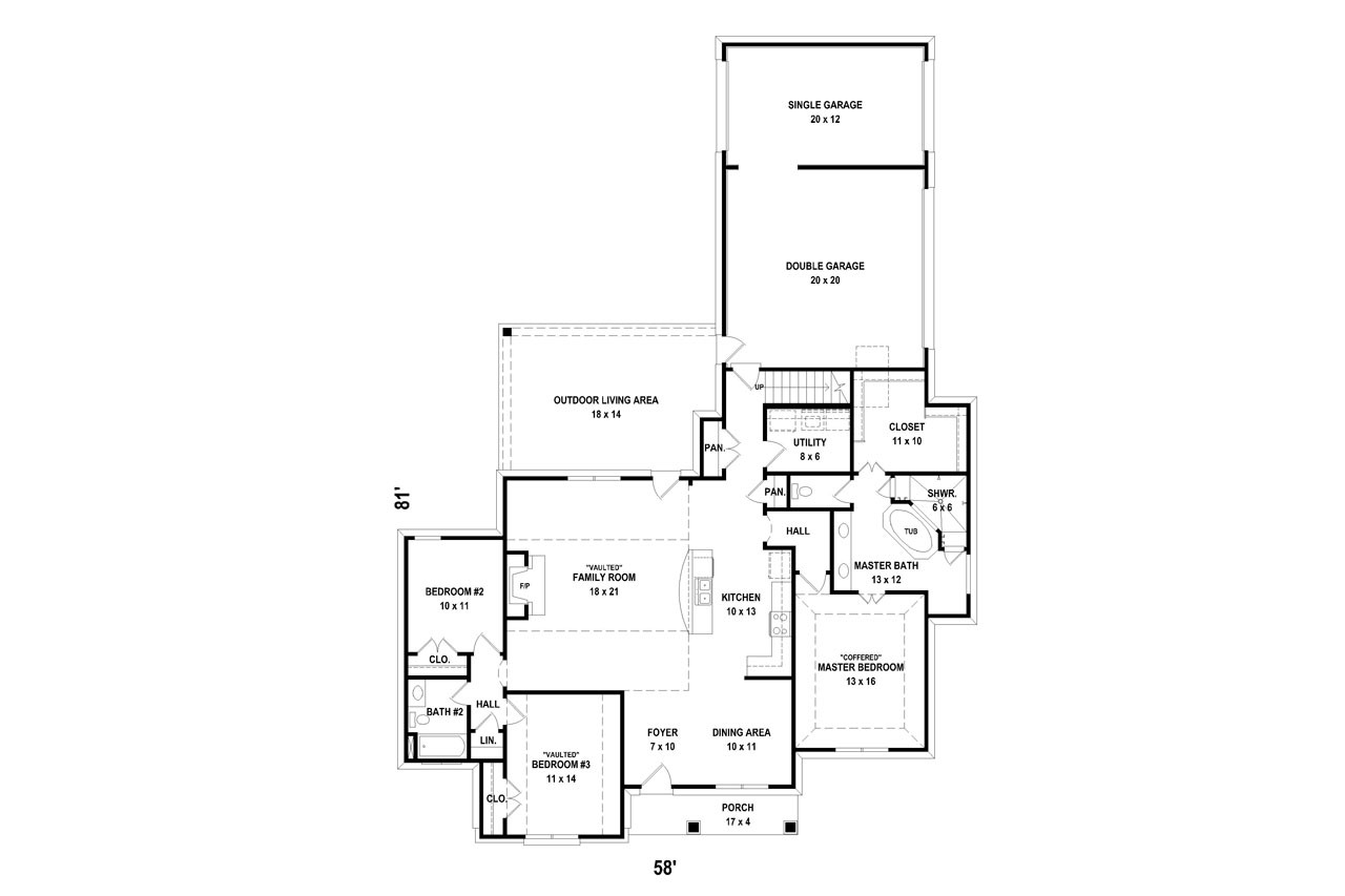 Colonial House Plan - 46337 - 1st Floor Plan