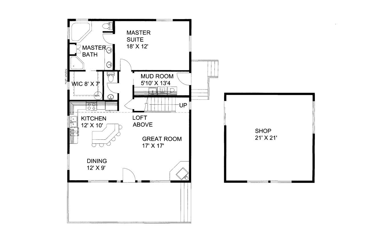 A-Frame House Plan - 46349 - 1st Floor Plan