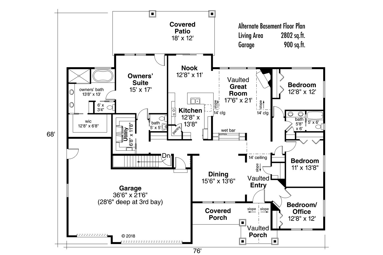 Ranch House Plan - Laceflower 46523 - Optional Floor Plan