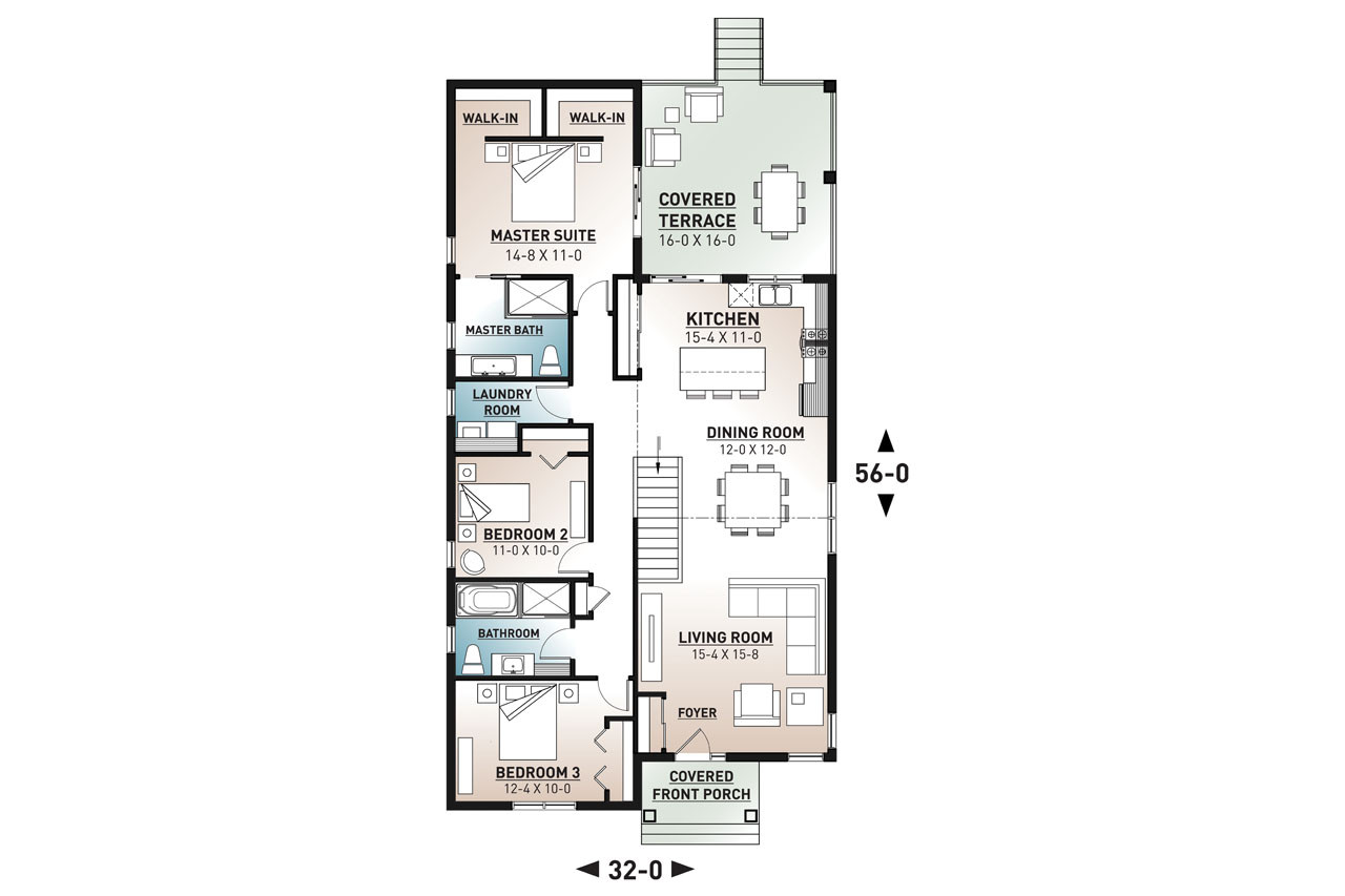 Craftsman House Plan - Salem 46582 - 1st Floor Plan
