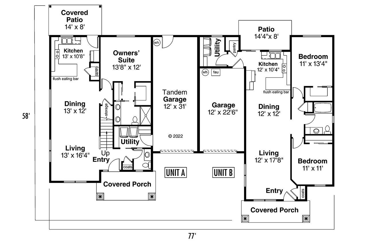 Cottage House Plan - Columbine 46664 - 1st Floor Plan