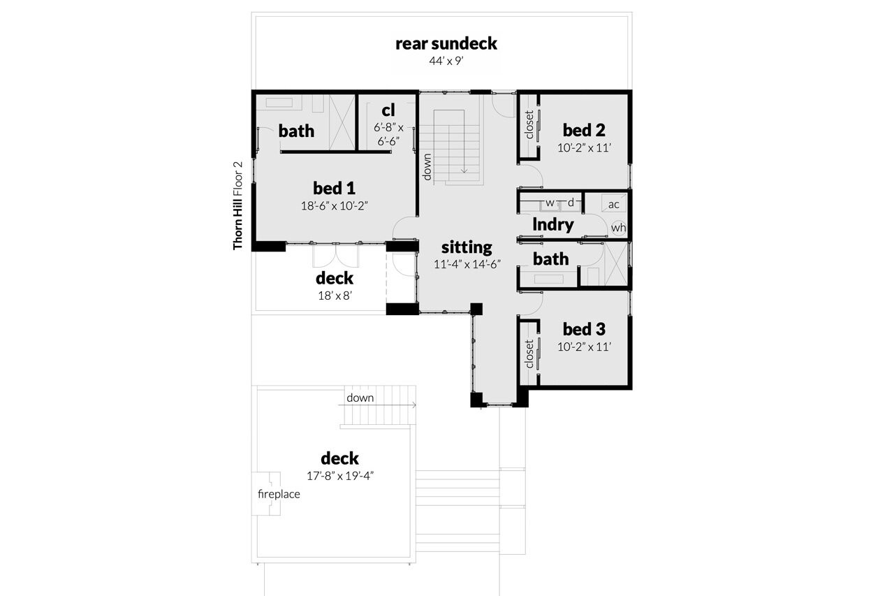 Secondary Image - Modern House Plan - Thorn Hill 46802 - 2nd Floor Plan