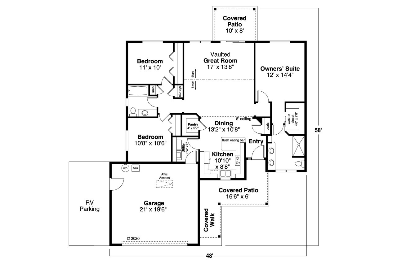 Ranch House Plan - Townsend 47032 - 1st Floor Plan