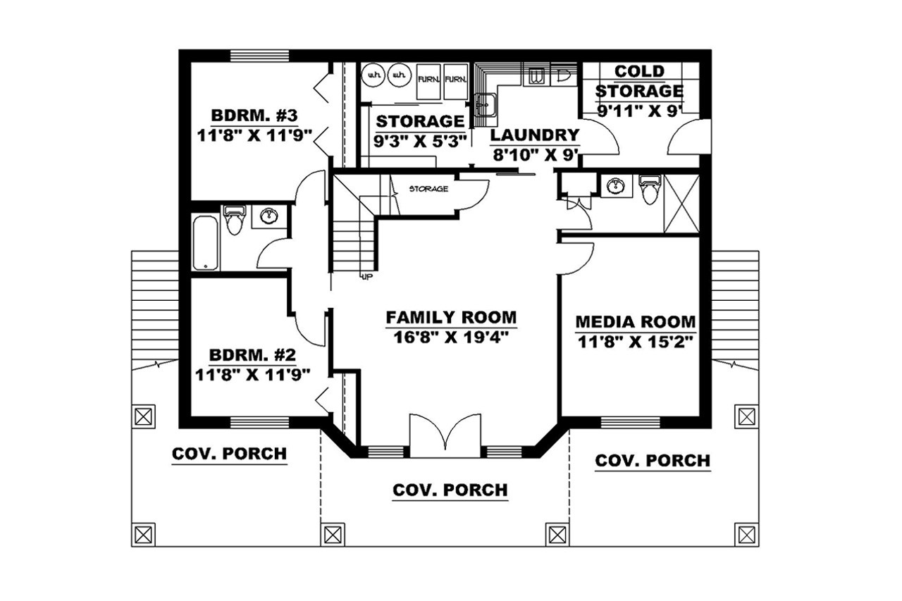 Secondary Image - Craftsman House Plan - 47275 - Basement Floor Plan