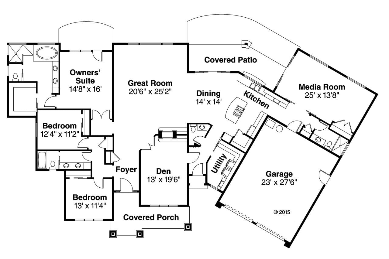 Prairie House Plan - Laurelhurst 47347 - 1st Floor Plan