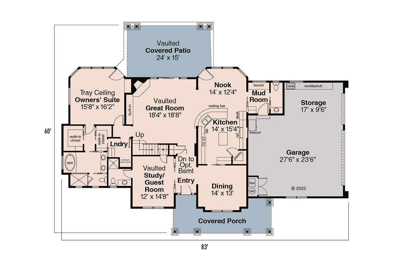 Craftsman House Plan - Tillamook 47690 - 1st Floor Plan