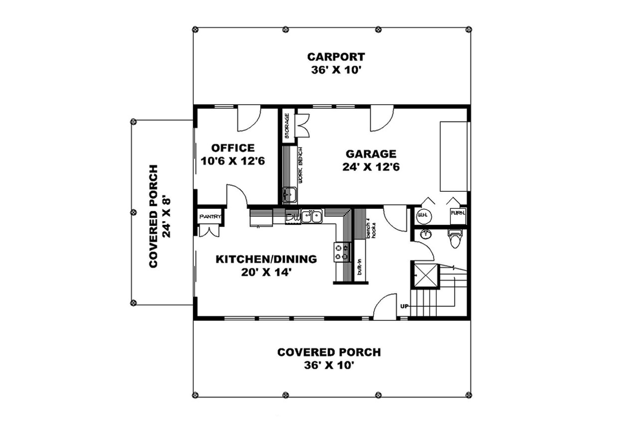 A-Frame House Plan - 47839 - 1st Floor Plan