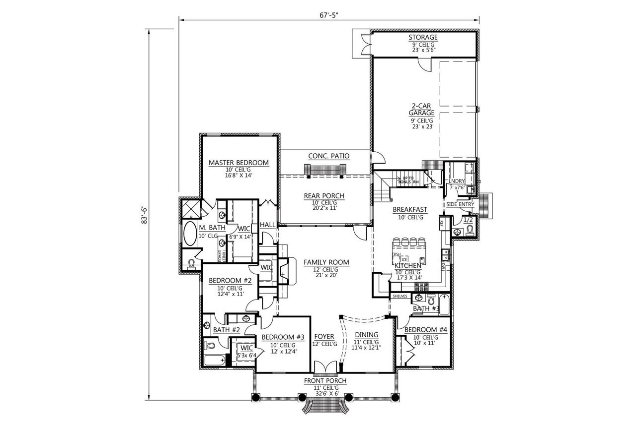 European House Plan - Shenandoah 48009 - 1st Floor Plan