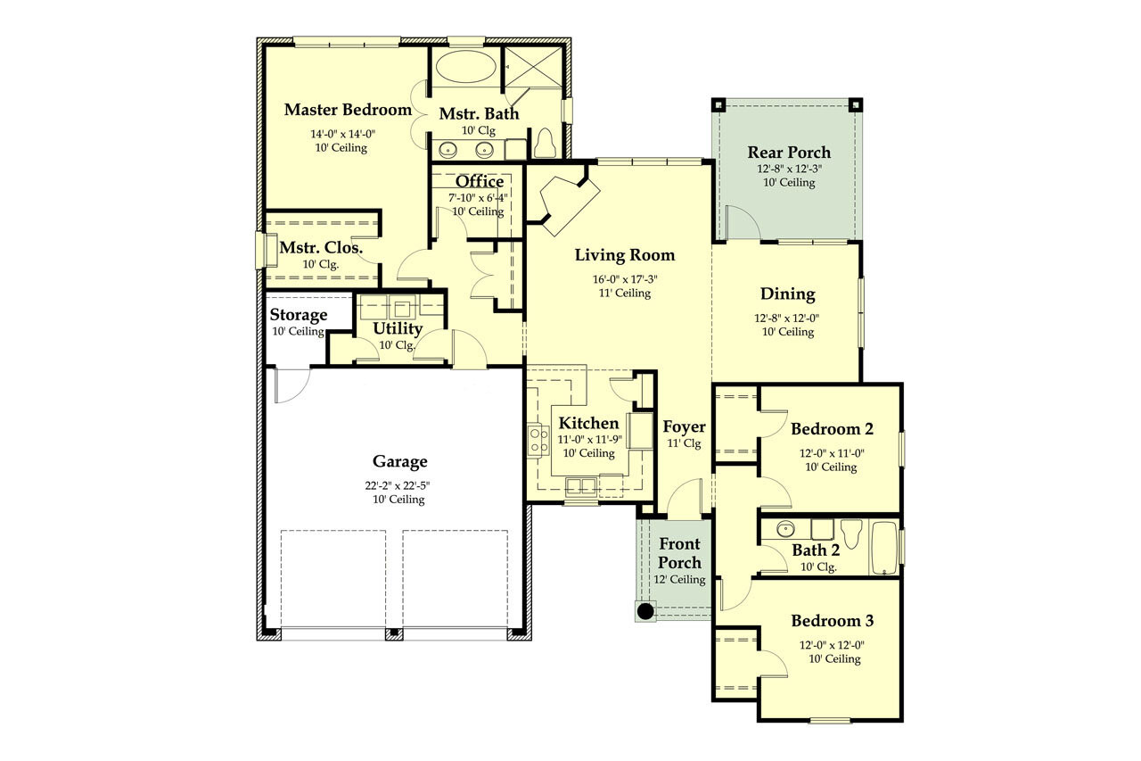 Ranch House Plan - 48093 - 1st Floor Plan