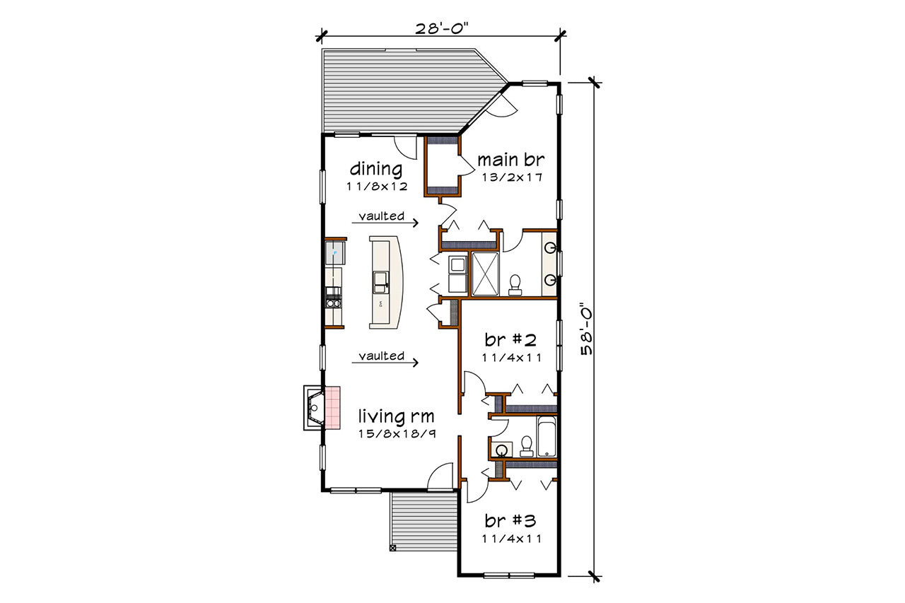 Modern House Plan - 48445 - 1st Floor Plan