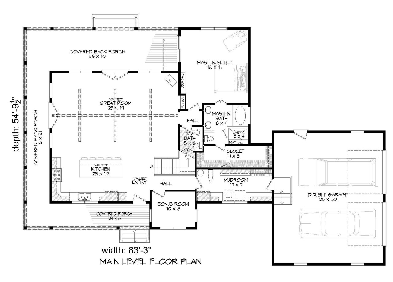 Farmhouse House Plan - Carefree Farmhouse 48721 - 1st Floor Plan Farmhouse House Plan - Carefree Farmhouse 48721 - 1st Floor Plan