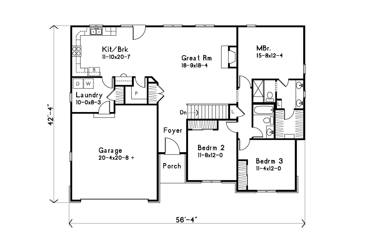 Traditional House Plan - 48752 - 1st Floor Plan