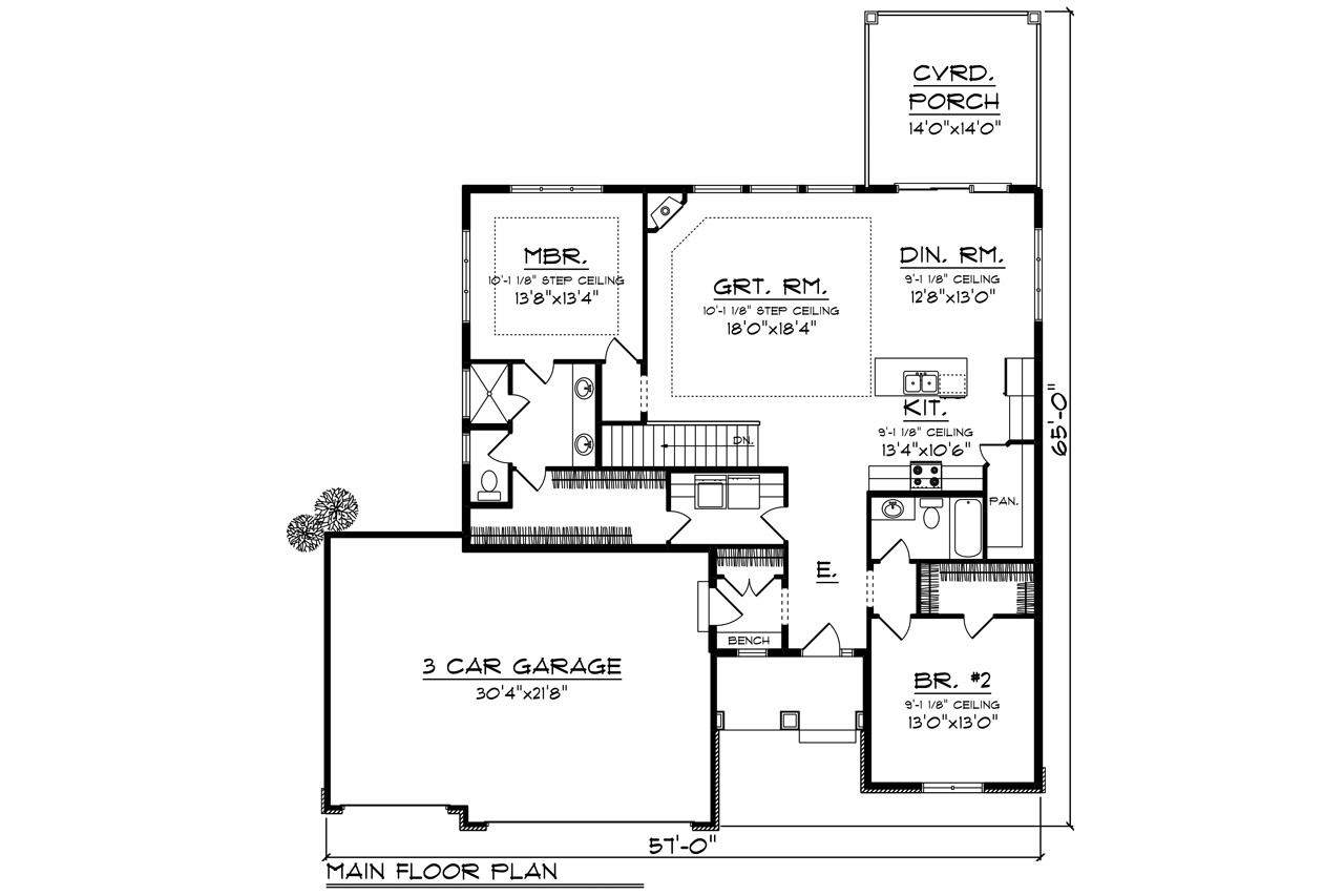Ranch House Plan - 48771 - 1st Floor Plan