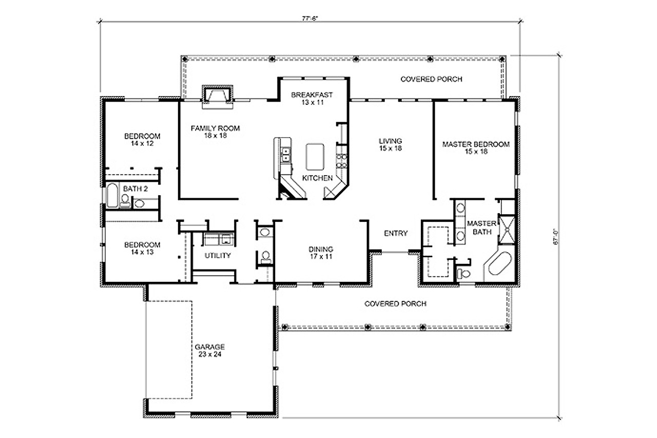 Country House Plan - Kingsbury 50882 - 1st Floor Plan