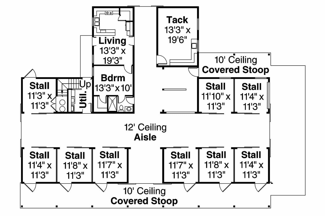Traditional House Plan - Barn 51127 - 1st Floor Plan