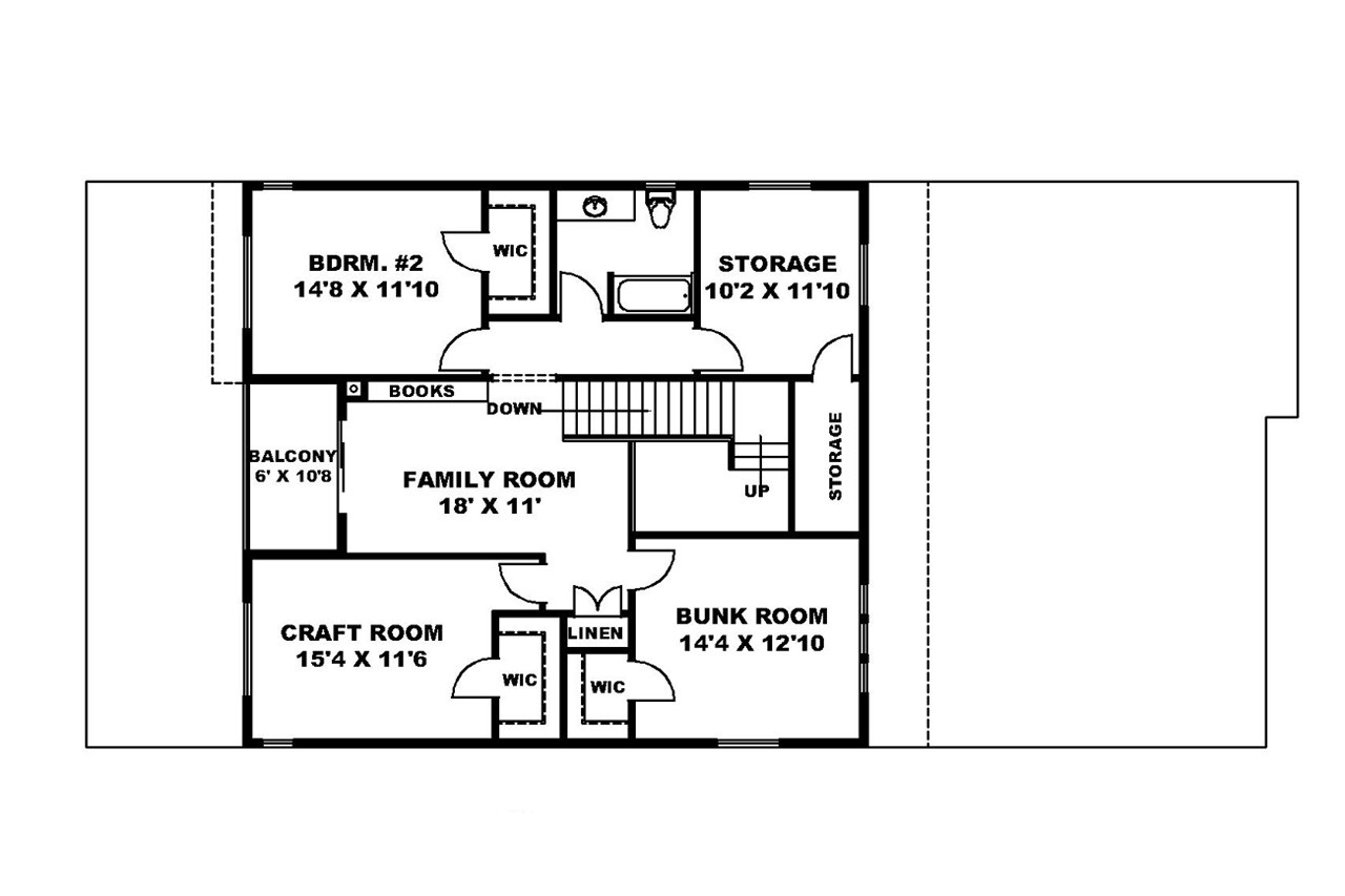 Secondary Image - Craftsman House Plan - 51435 - 2nd Floor Plan
