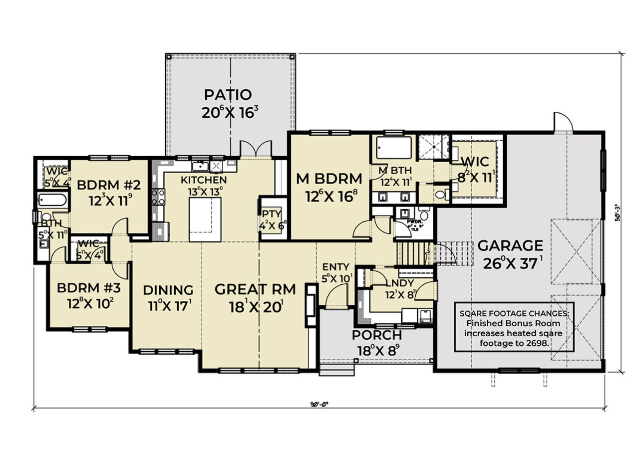 Farmhouse House Plan - 51479 - 1st Floor Plan