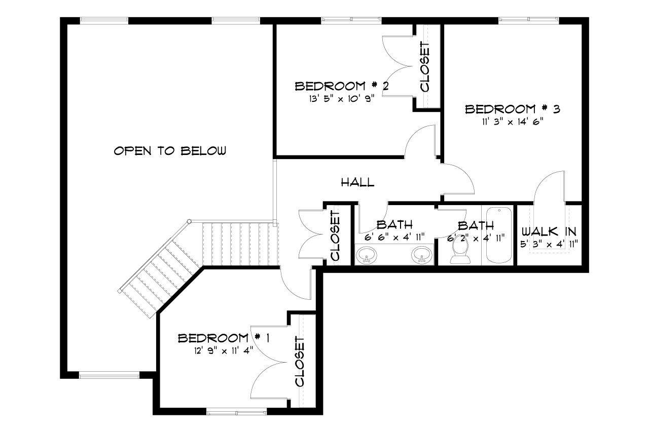 Secondary Image - Craftsman House Plan - Tebbs 51704 - 2nd Floor Plan