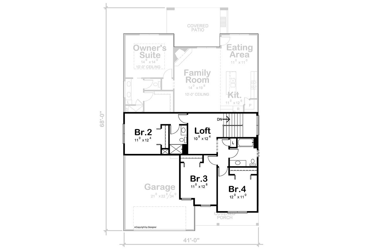 Secondary Image - Craftsman House Plan - 51749 - 2nd Floor Plan