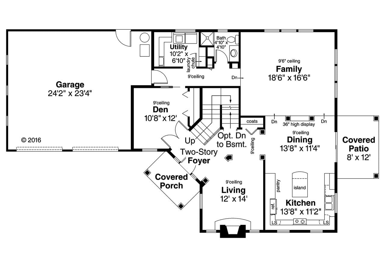 Craftsman House Plan - Bowman 52012 - 1st Floor Plan