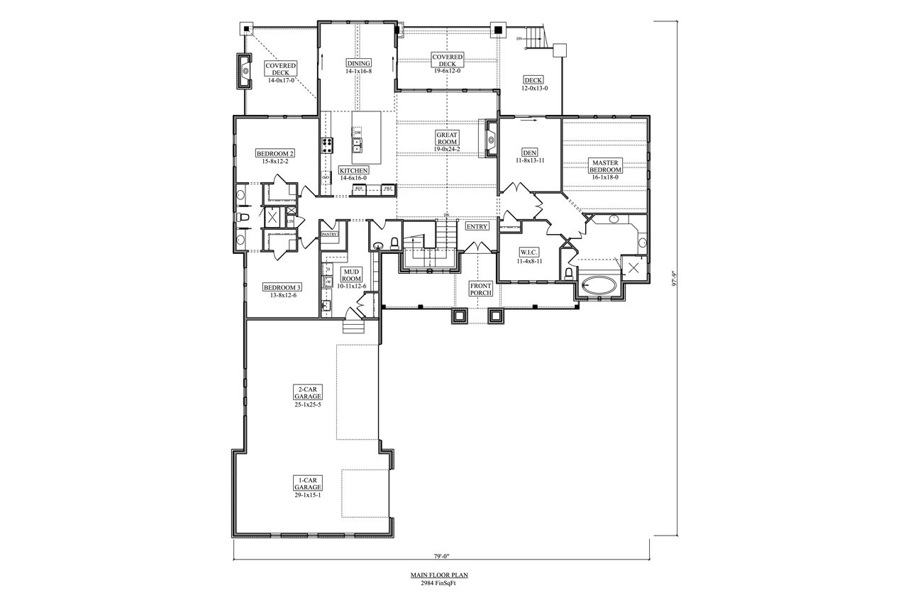 Craftsman House Plan - Catalina Ridge II 52122 - 1st Floor Plan