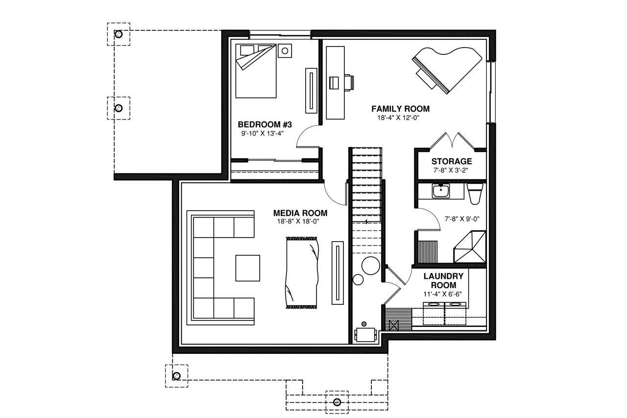 Modern House Plan - Auburn 52296 - Basement Floor Plan