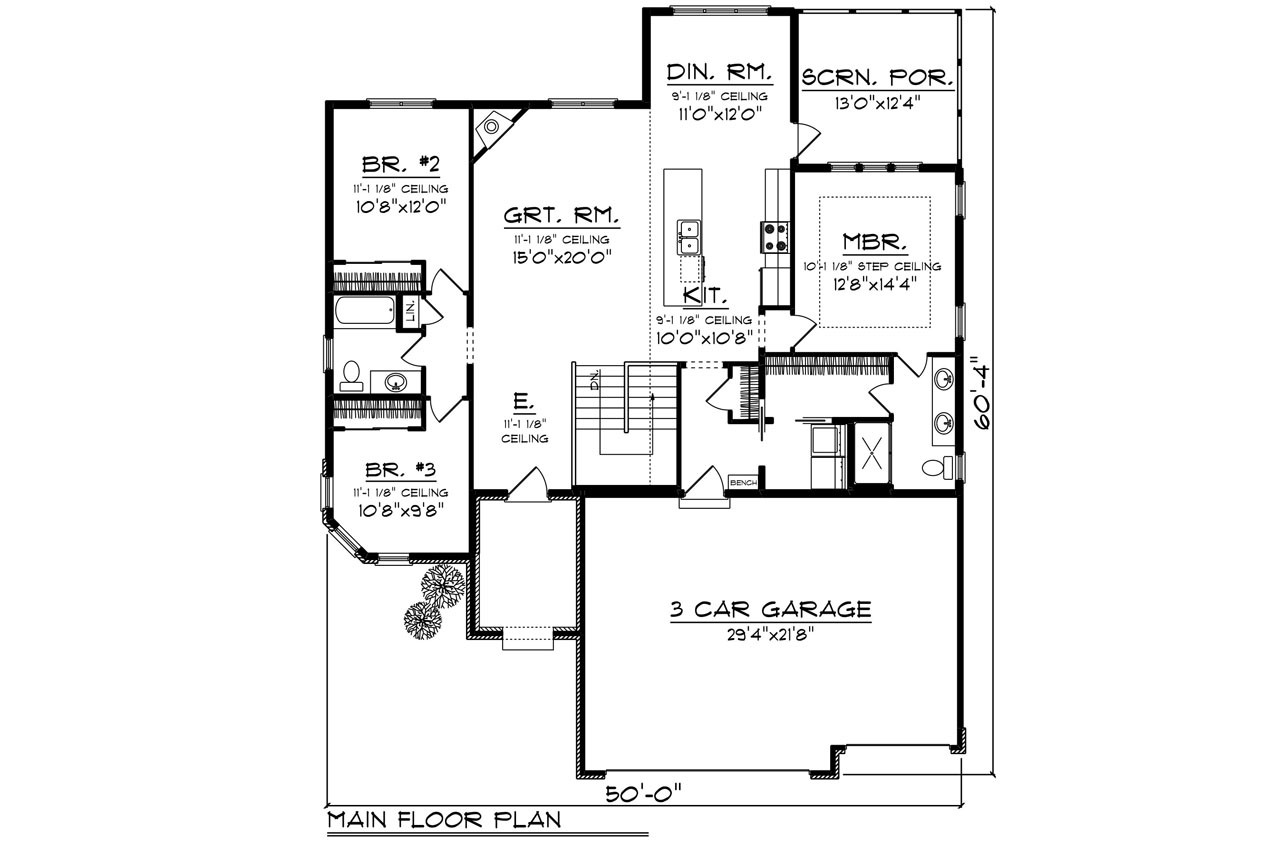 Prairie House Plan - 52416 - 1st Floor Plan