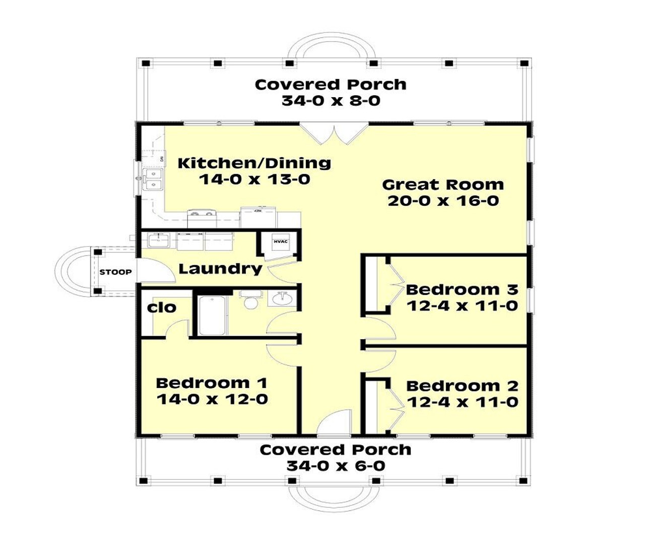 Cottage House Plan - 52556 - 1st Floor Plan