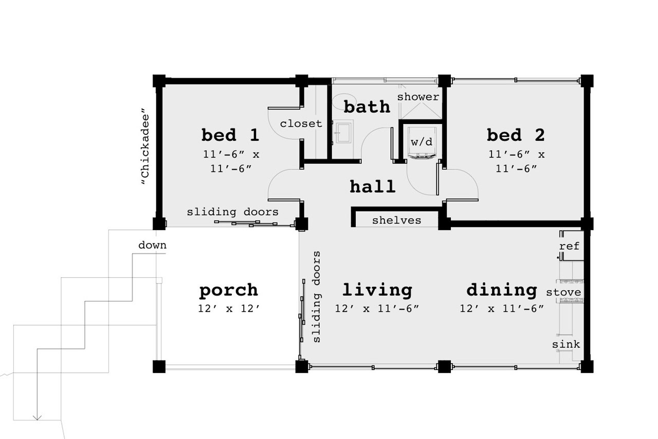 Craftsman House Plan - Chickadee 52686 - 1st Floor Plan