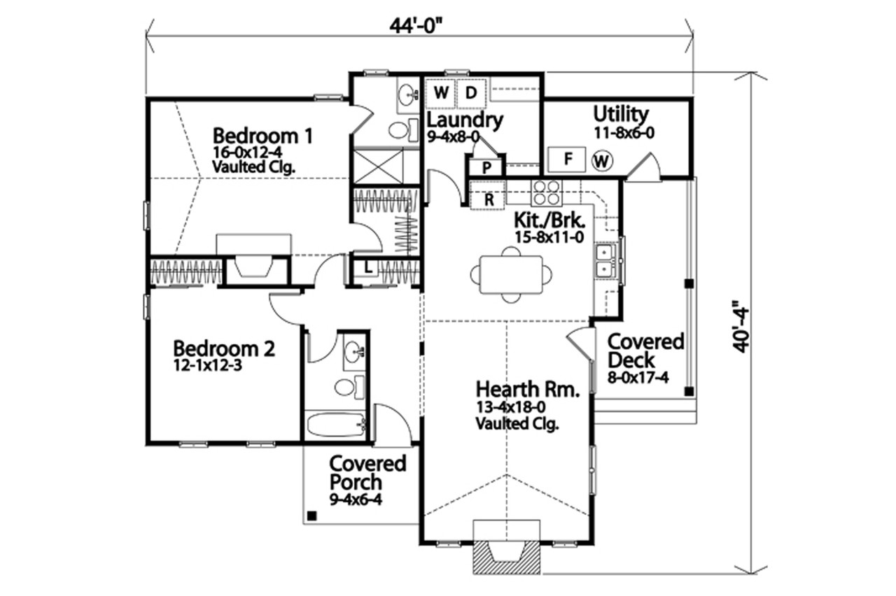 Cottage House Plan - 52797 - 1st Floor Plan