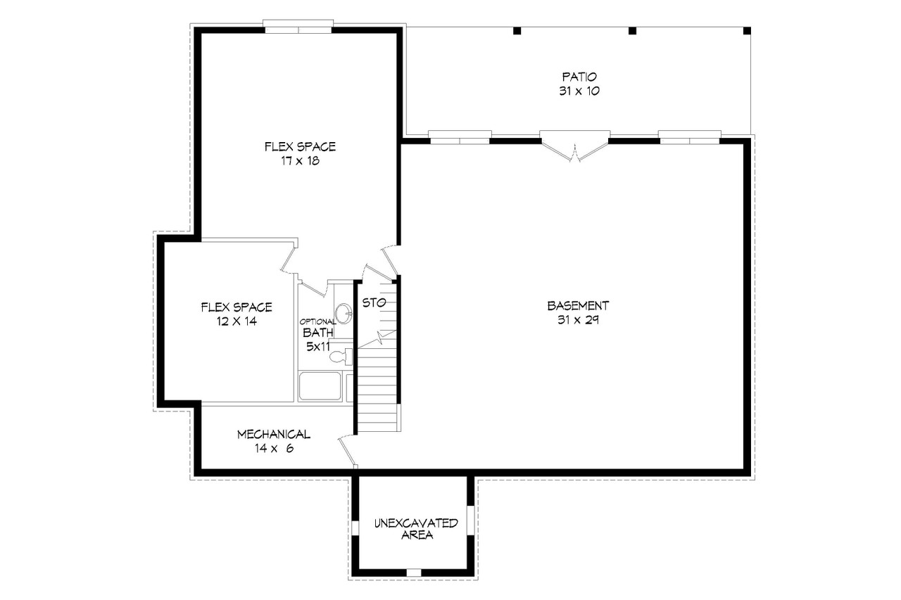 Country House Plan - Winn Springs 53219 - Basement Floor Plan