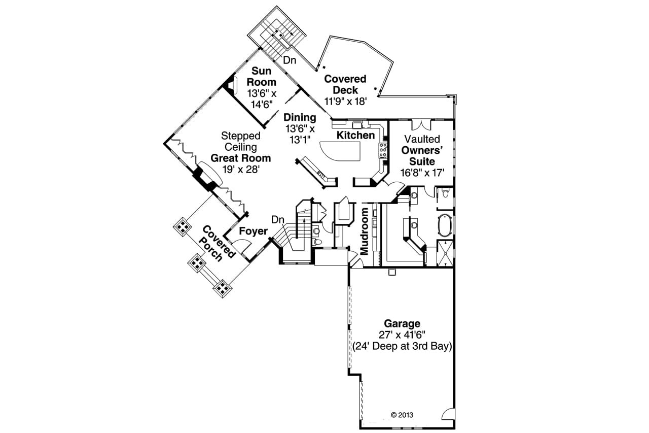 Mountain Rustic House Plan - Northbrook 53221 - 1st Floor Plan