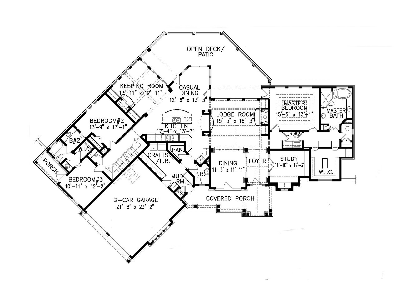 Ranch House Plan - Chestatee River 54237 - 1st Floor Plan