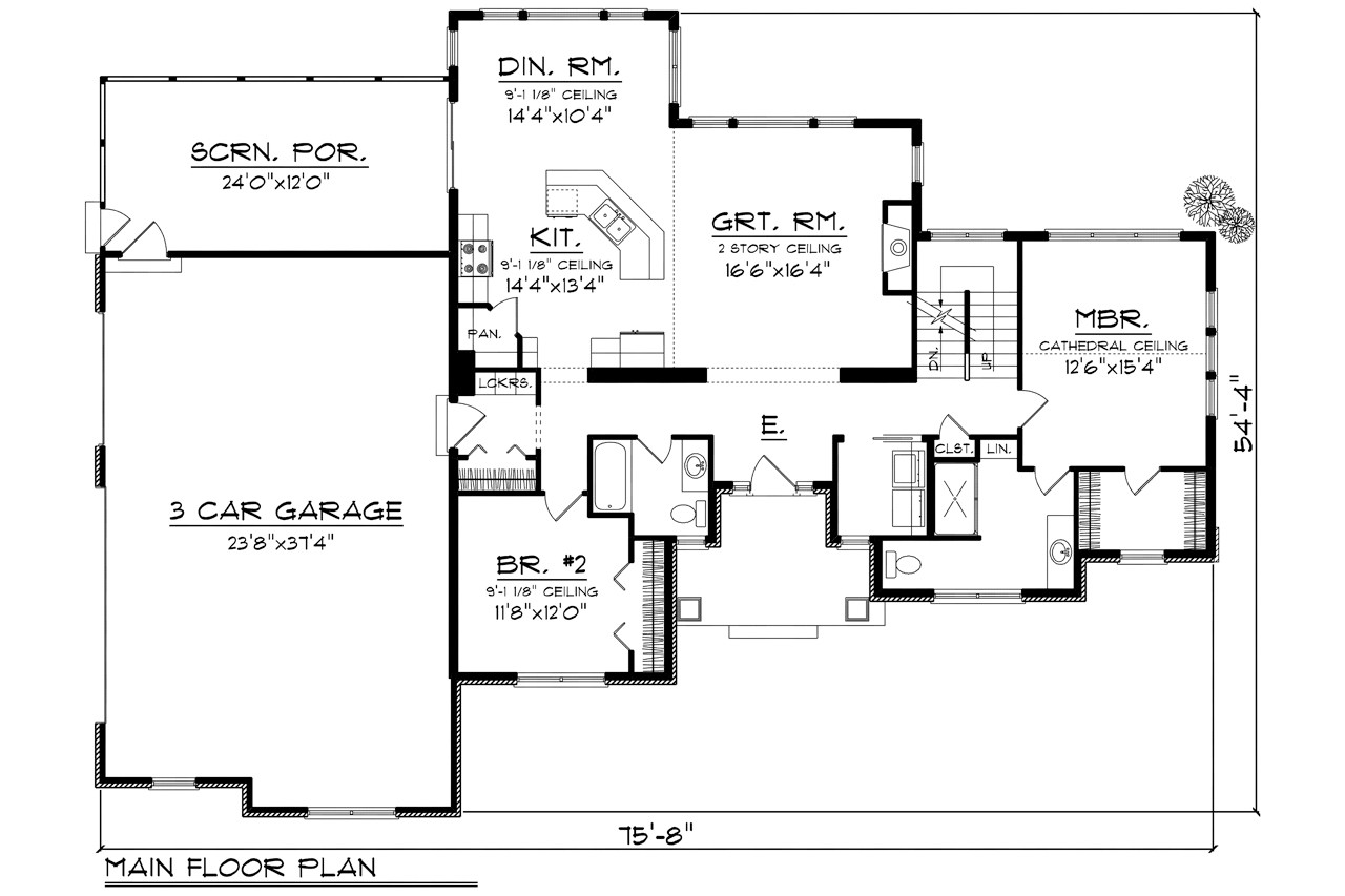 Craftsman House Plan - 54681 - 1st Floor Plan