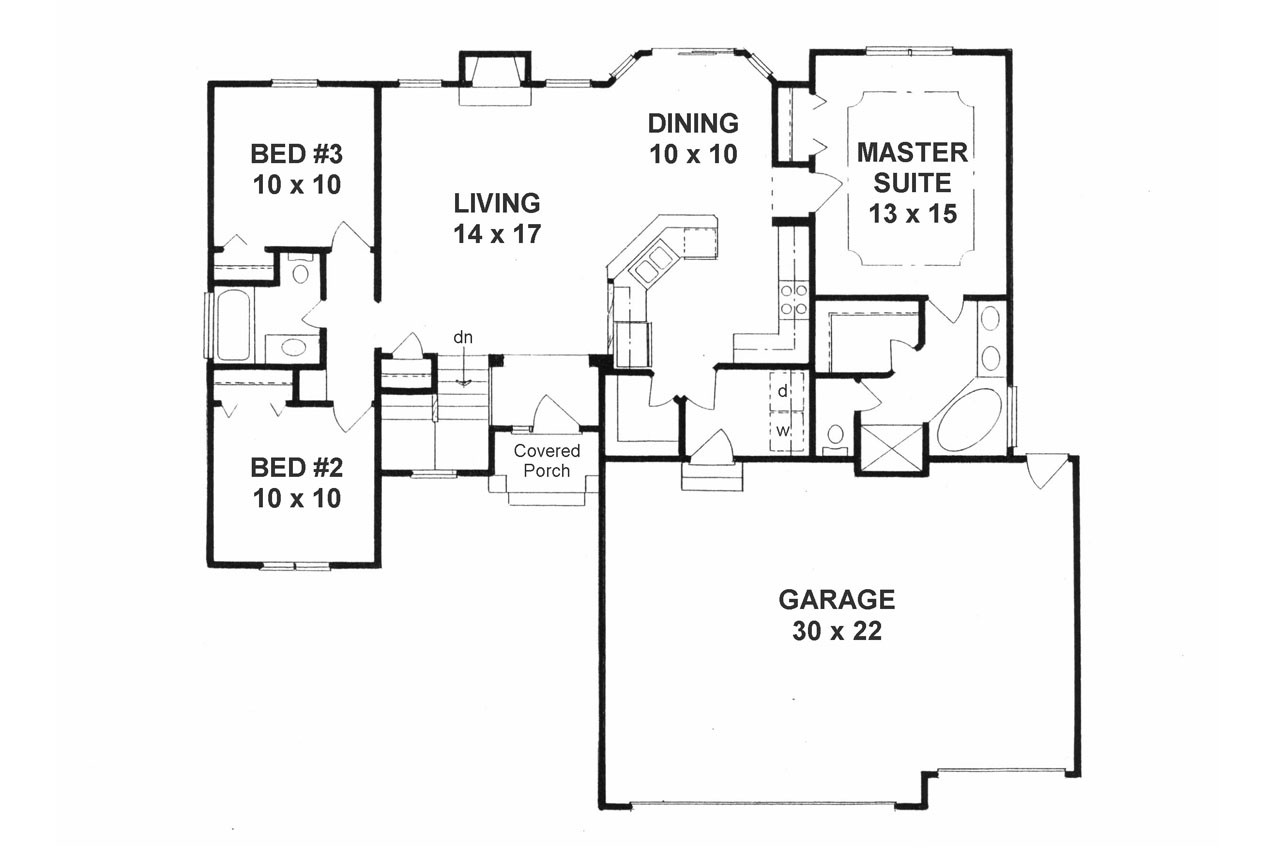 Traditional House Plan - 54842 - 1st Floor Plan