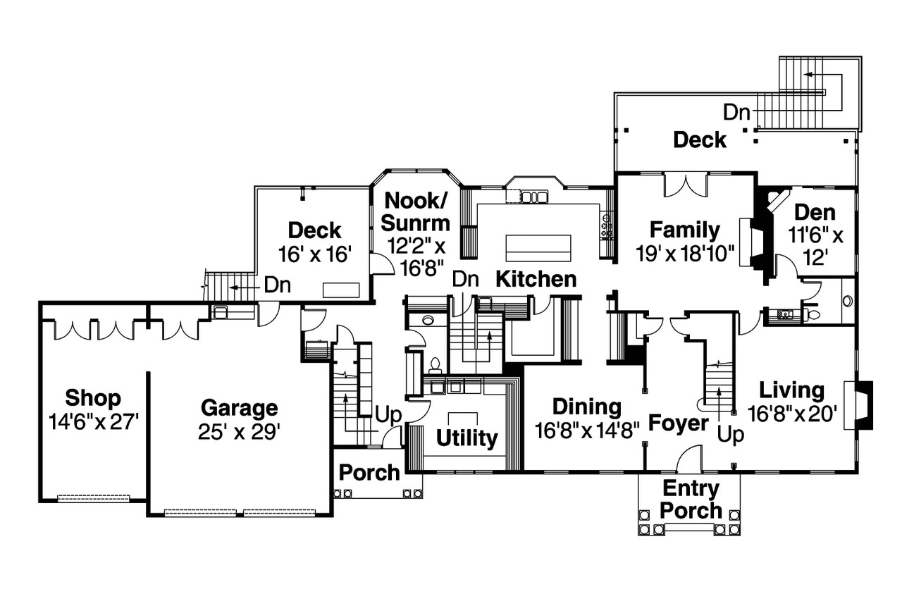 Colonial House Plan - Princeton 55064 - 1st Floor Plan