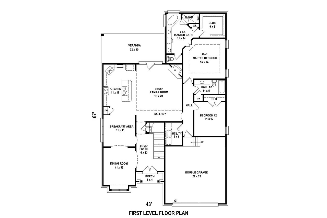 European House Plan - 55165 - 1st Floor Plan