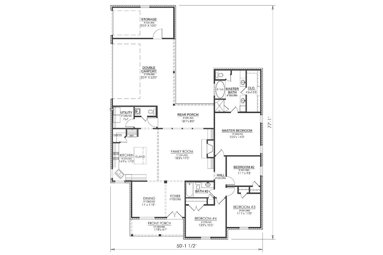 European House Plan - Evergreen 55193 - 1st Floor Plan