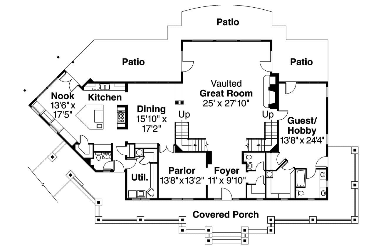 Craftsman House Plan - Summerfield 55221 - 1st Floor Plan