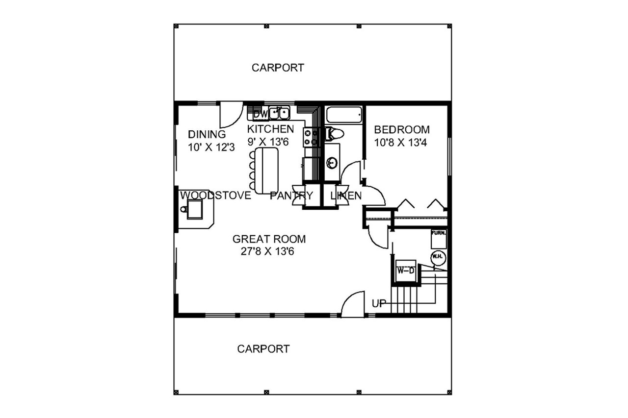 Cottage House Plan - 55257 - 1st Floor Plan