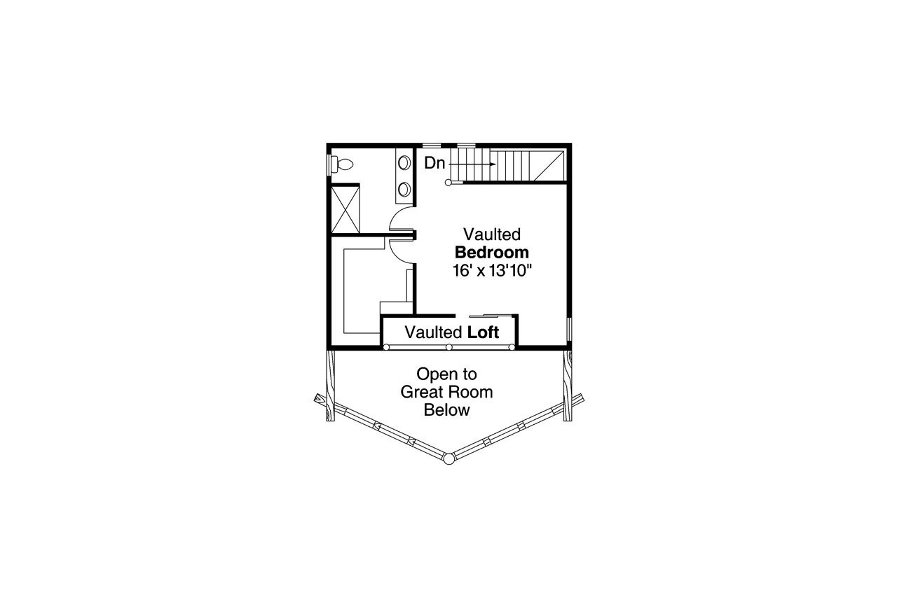 Secondary Image - A-Frame House Plan - Kodiak 55365 - 2nd Floor Plan