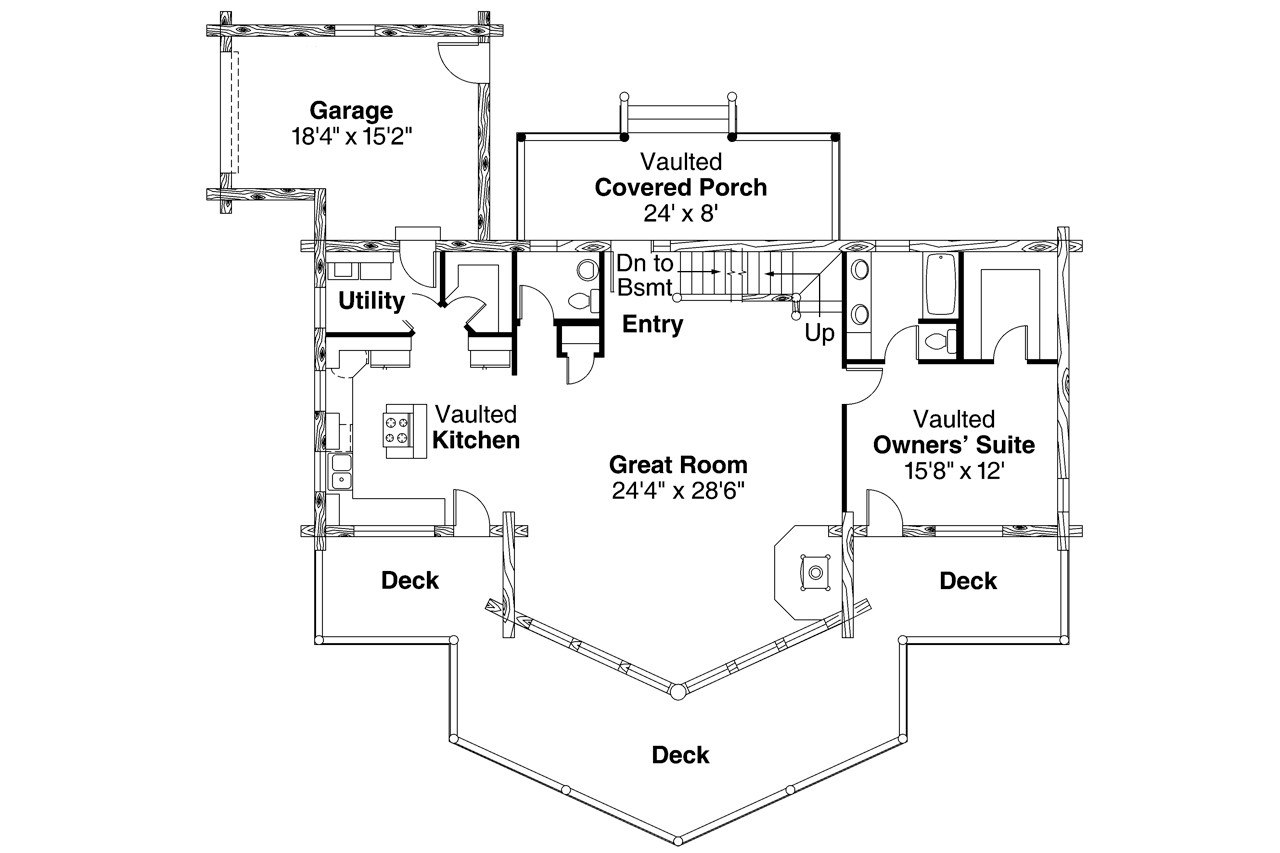 A-Frame House Plan - Kodiak 55365 - 1st Floor Plan