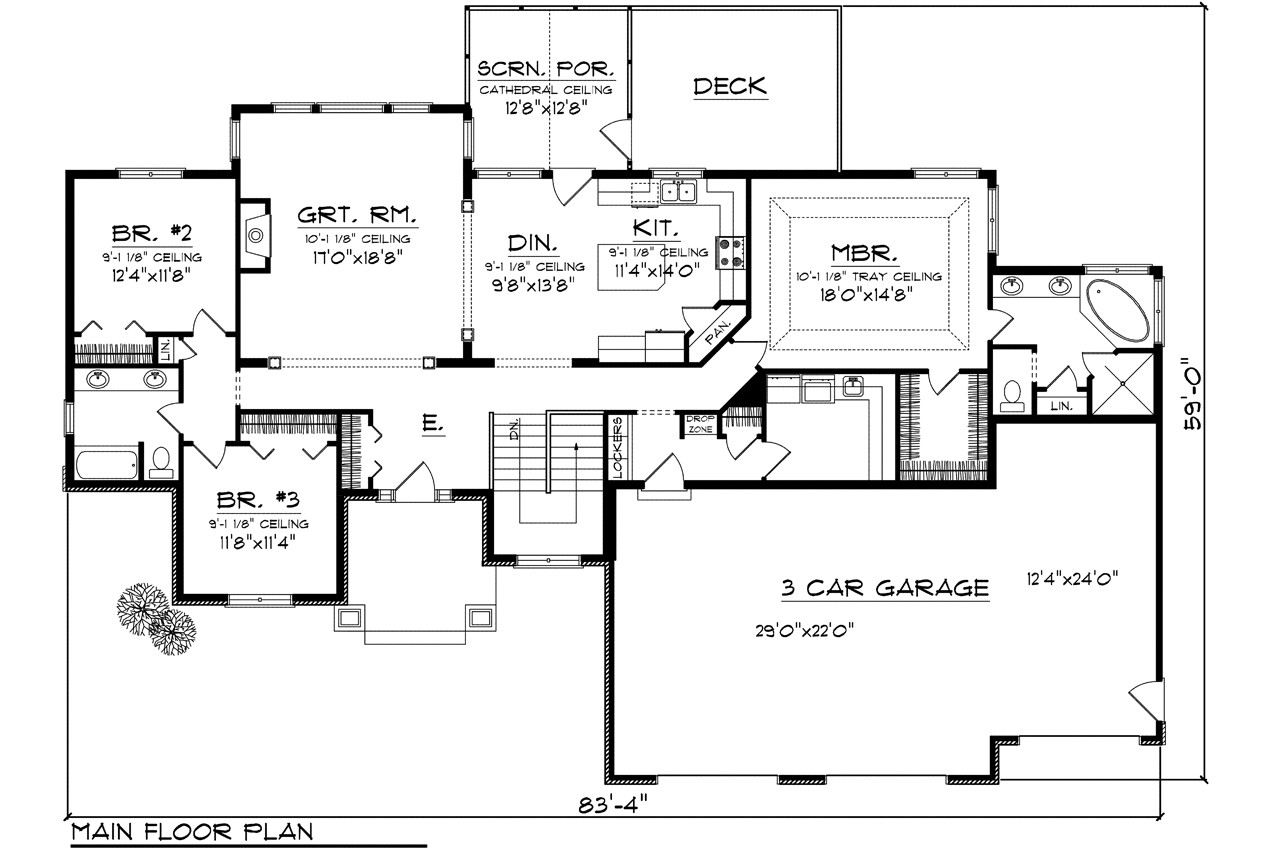 Craftsman House Plan - 55736 - 1st Floor Plan