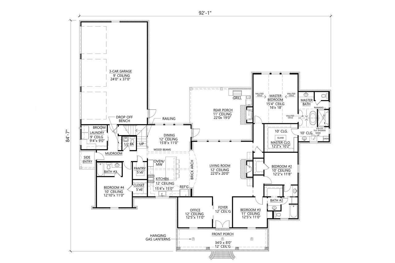 European House Plan - Jasmine 55785 - 1st Floor Plan