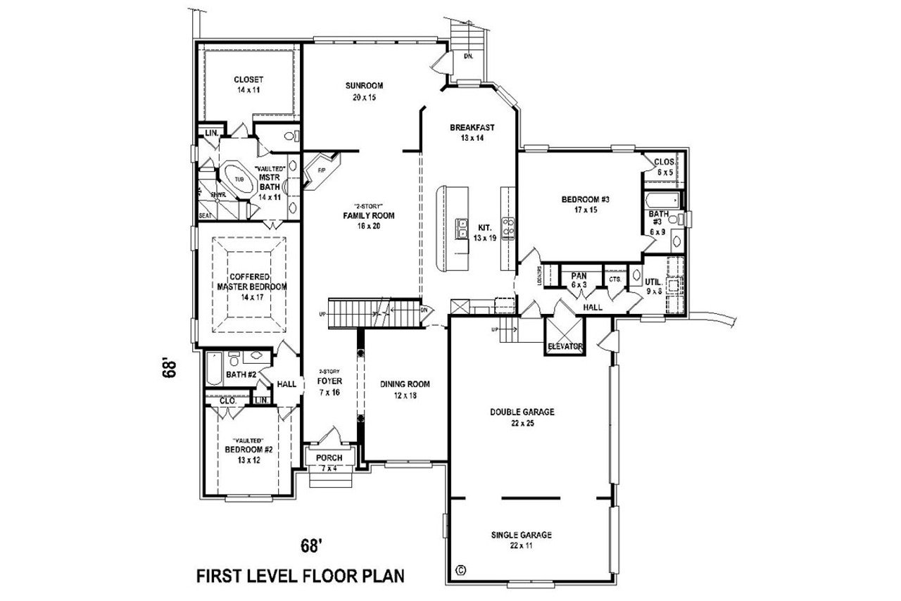 Traditional House Plan - 55924 - 1st Floor Plan